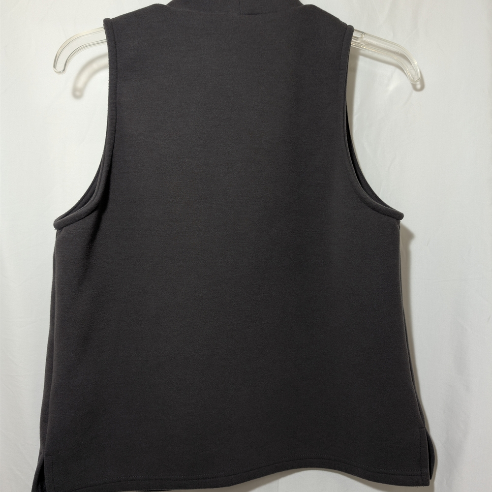 OGL Turtleneck Sleeveless Top Medium Gray A-Line Split Hem Minimalist Chic - Picture 4 of 5